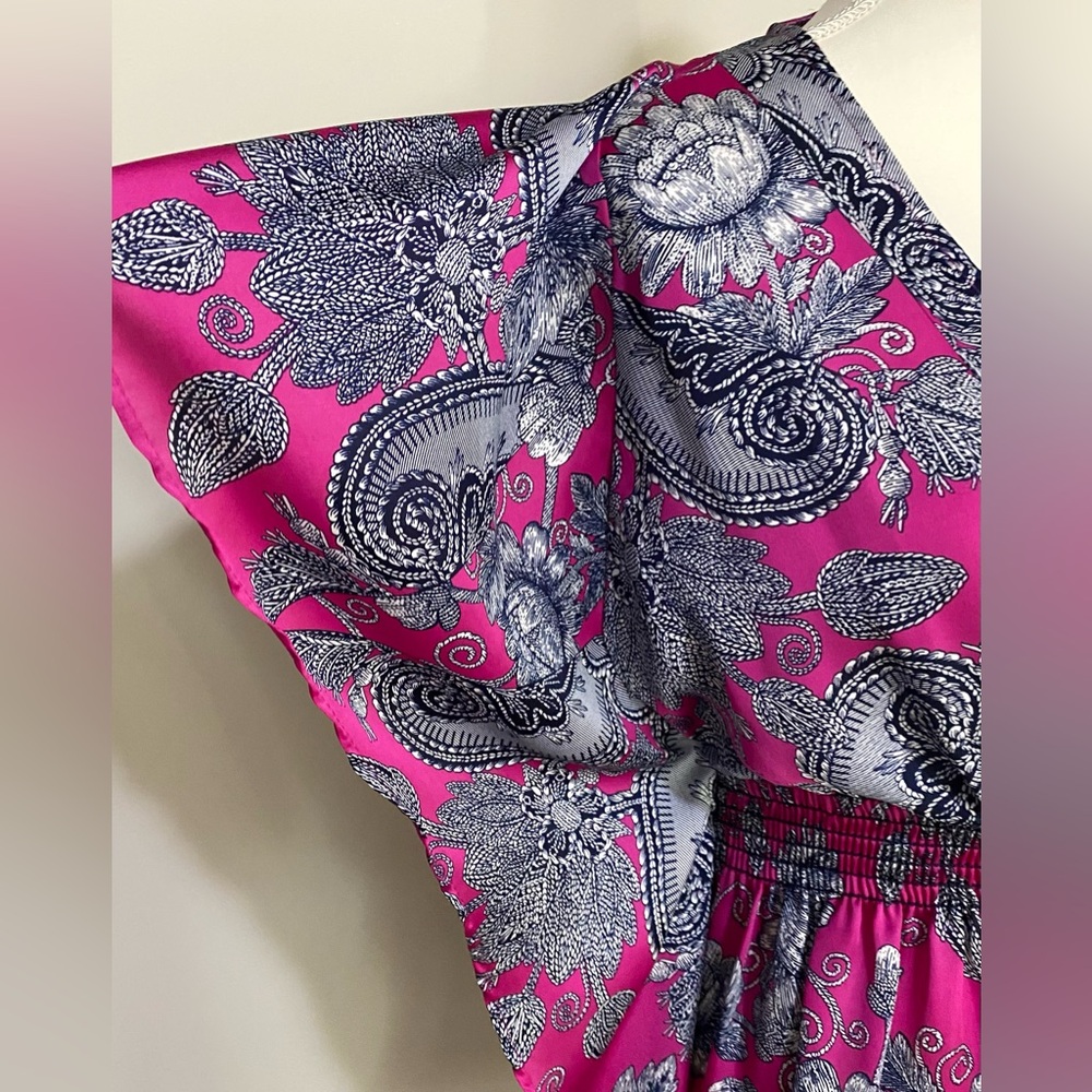 Freshine Womens M Purple Floral Paisley Satin Tunic Top Boho Eclectic Whimsigoth - Picture 4 of 13